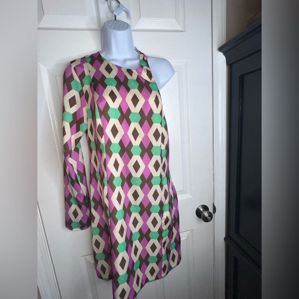 NWT Zara Women’s Large Satin Effect Mini Dress One Shoulder Pink Blogger Fav L - Picture 14 of 16